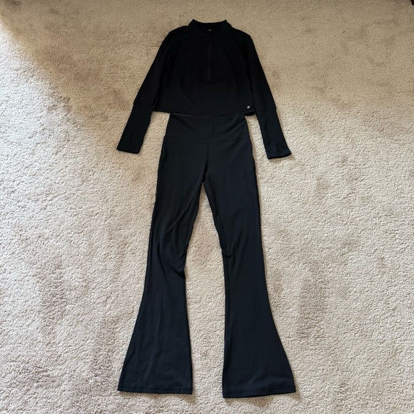 CRZ YOGA Pants - CRZ YOGA Midnight Black Flare Yoga Top and Pants Set, M